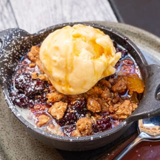 Brown Butter Blackberry Peach Crisp